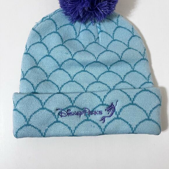 Disney Parks The Little Mermaid Ariel Dinglehopper Pom Adult Beanie Knit Cap Hat - Picture 8 of 10